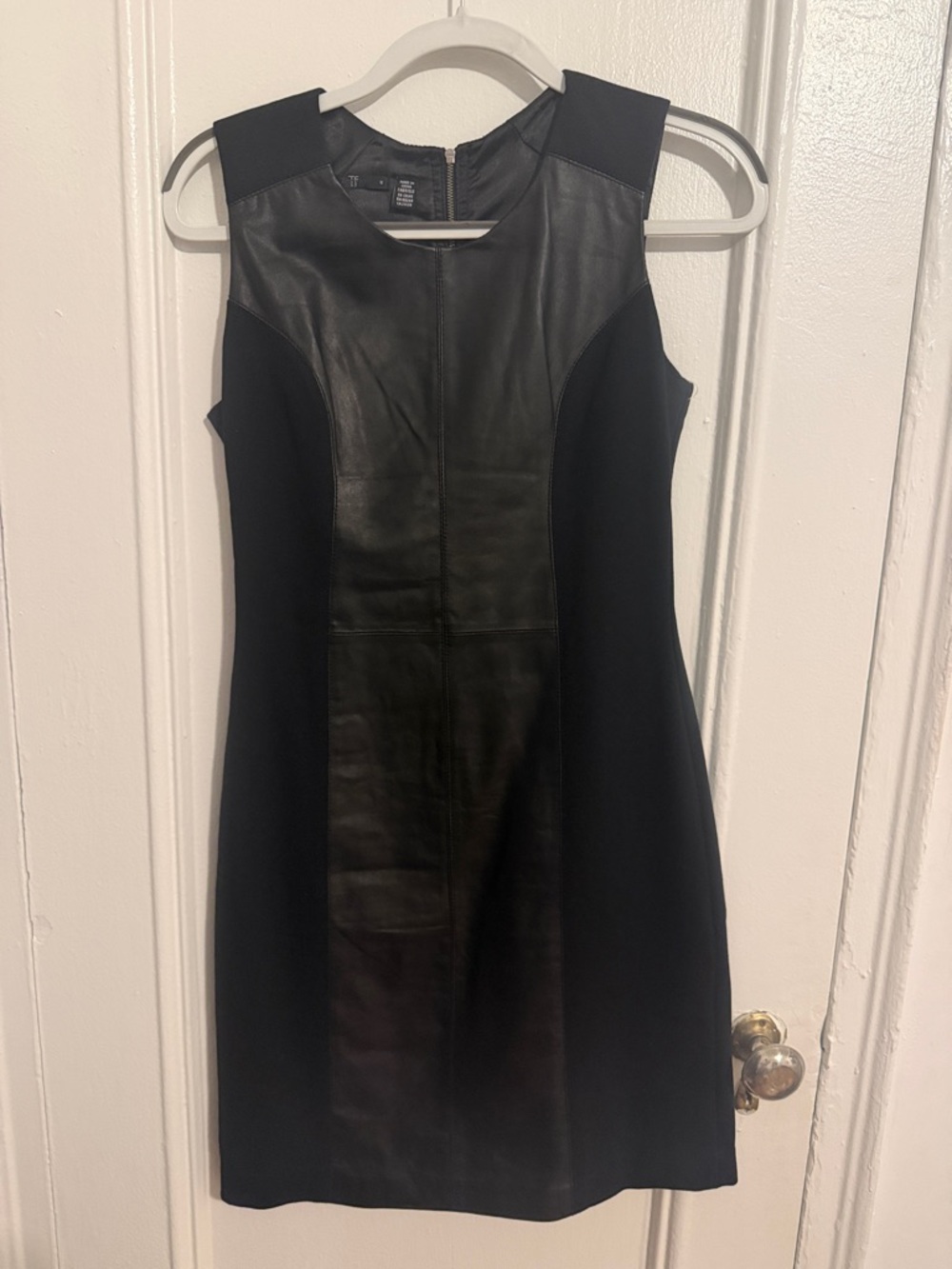 Teenflo Black Faux Leather Panel Dress